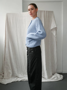 Gertrud Cable Cardigan, Light Blue