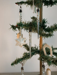 Mundblæste snoet glas istapper (2 stk) jule ornament