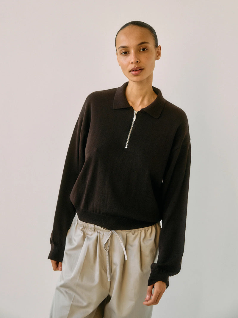 Ea Knit Polo, Espresso Melange