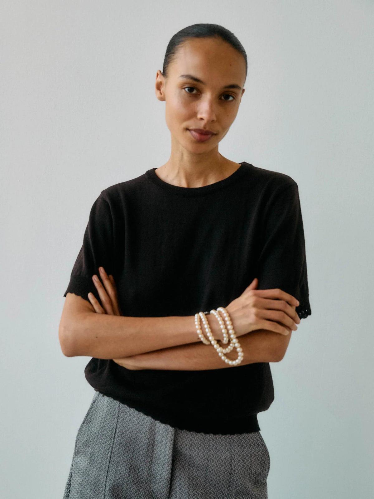 Anna Merino ss tee, Espresso