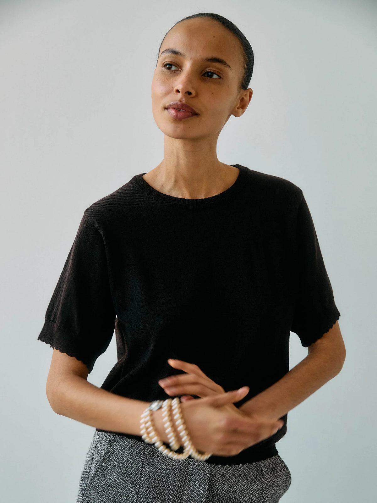 Anna Merino ss tee, Espresso