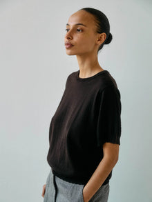 Anna Merino ss tee, Espresso