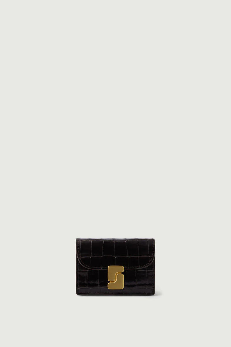 Aube Cartholder, Marron Foncé Croco (Brun Croc)