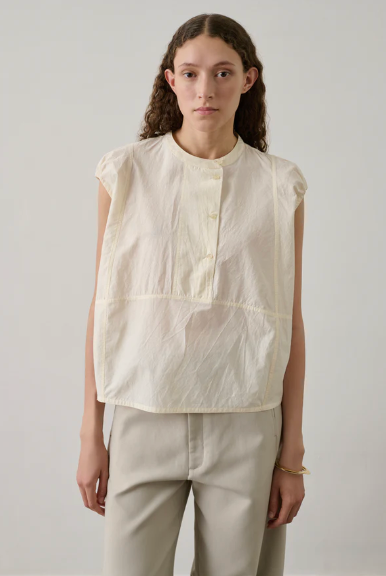 Danube Blouse Crinkled Poplin, Vanille
