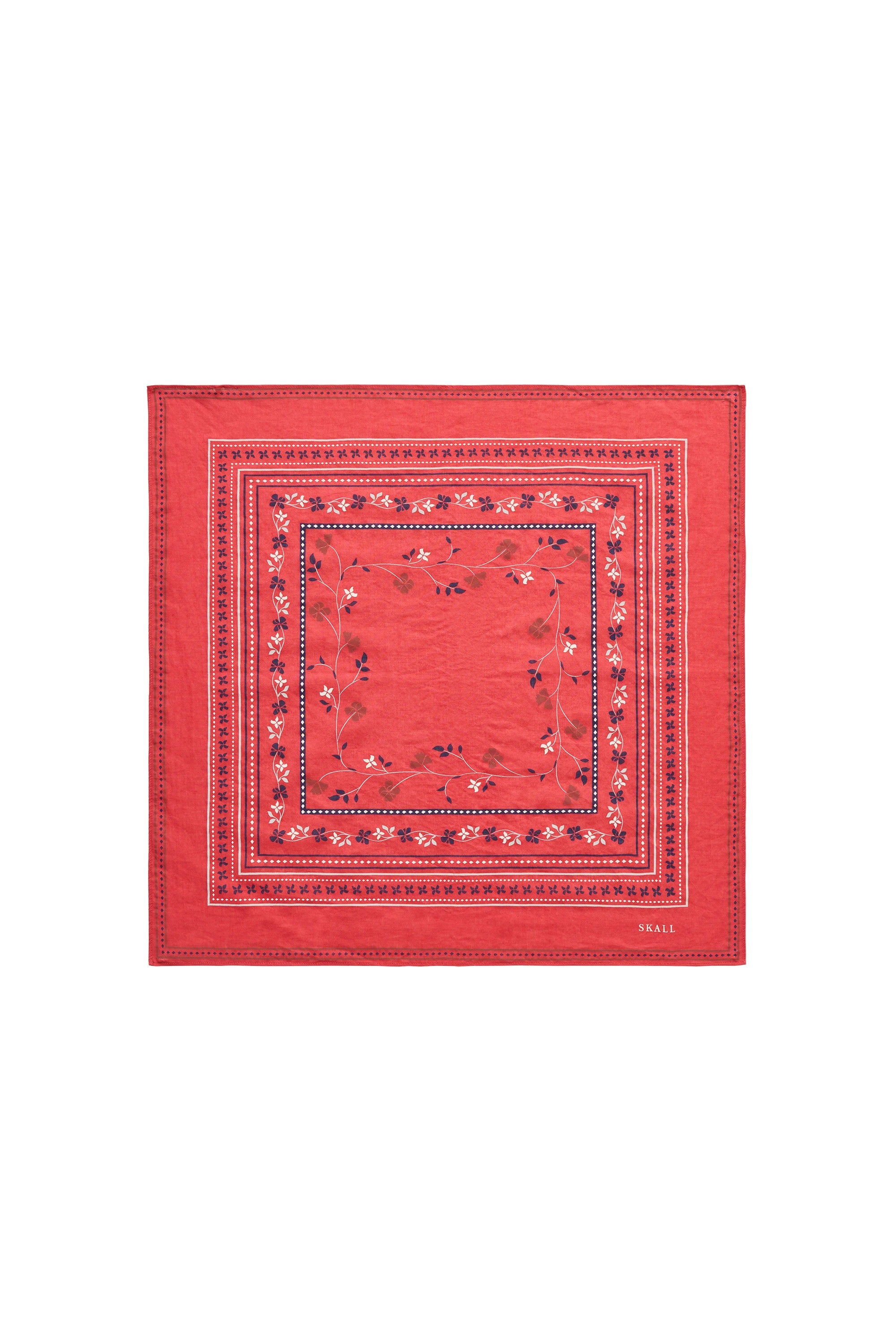 Skall floral scarf 55x55, Faded Red