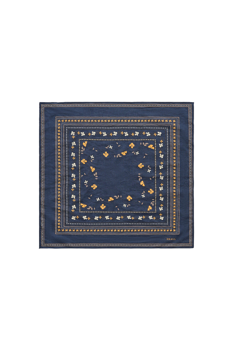Skall floral scarf 55x55, Midnight Navy