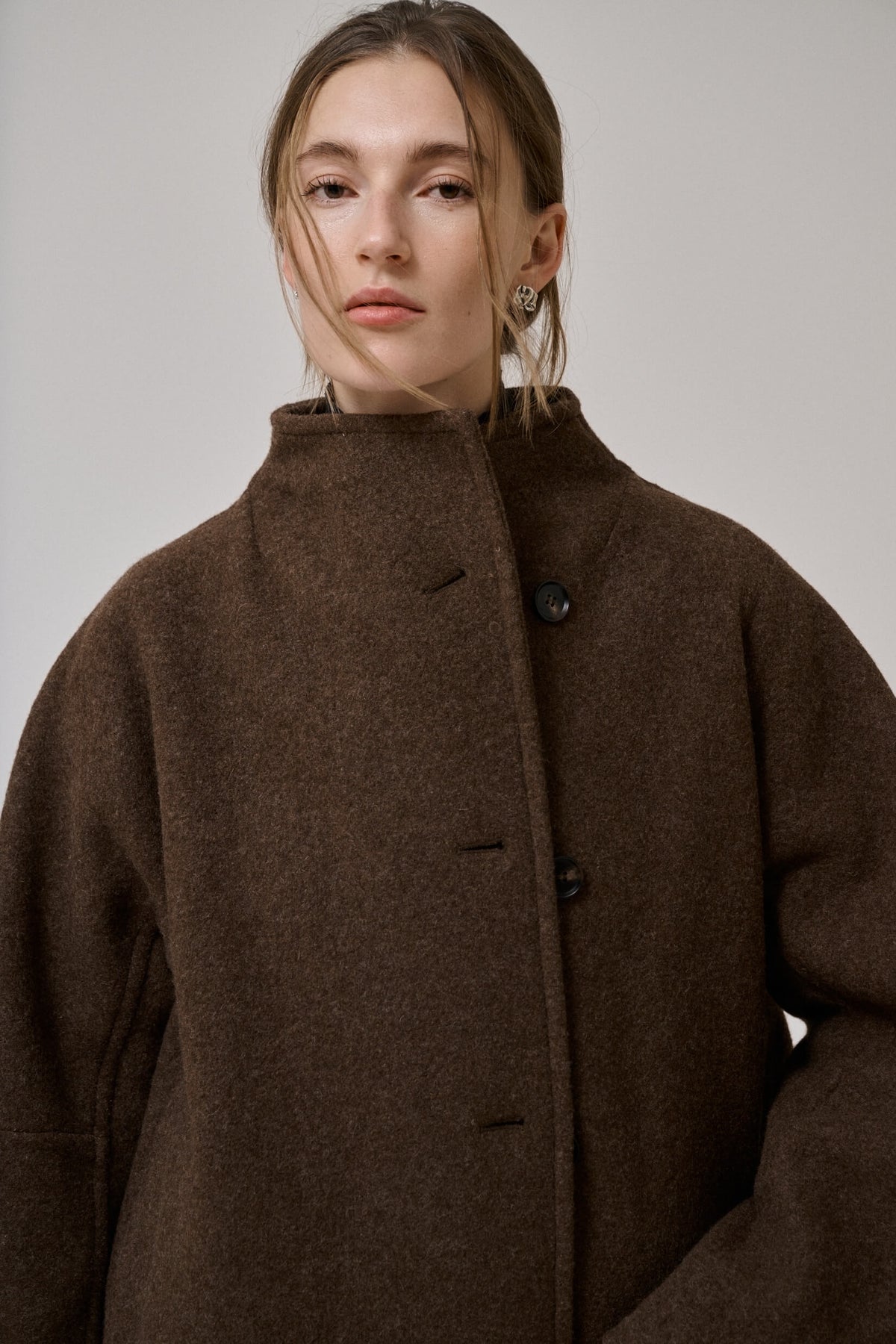 Thyme long wool coat, Brown
