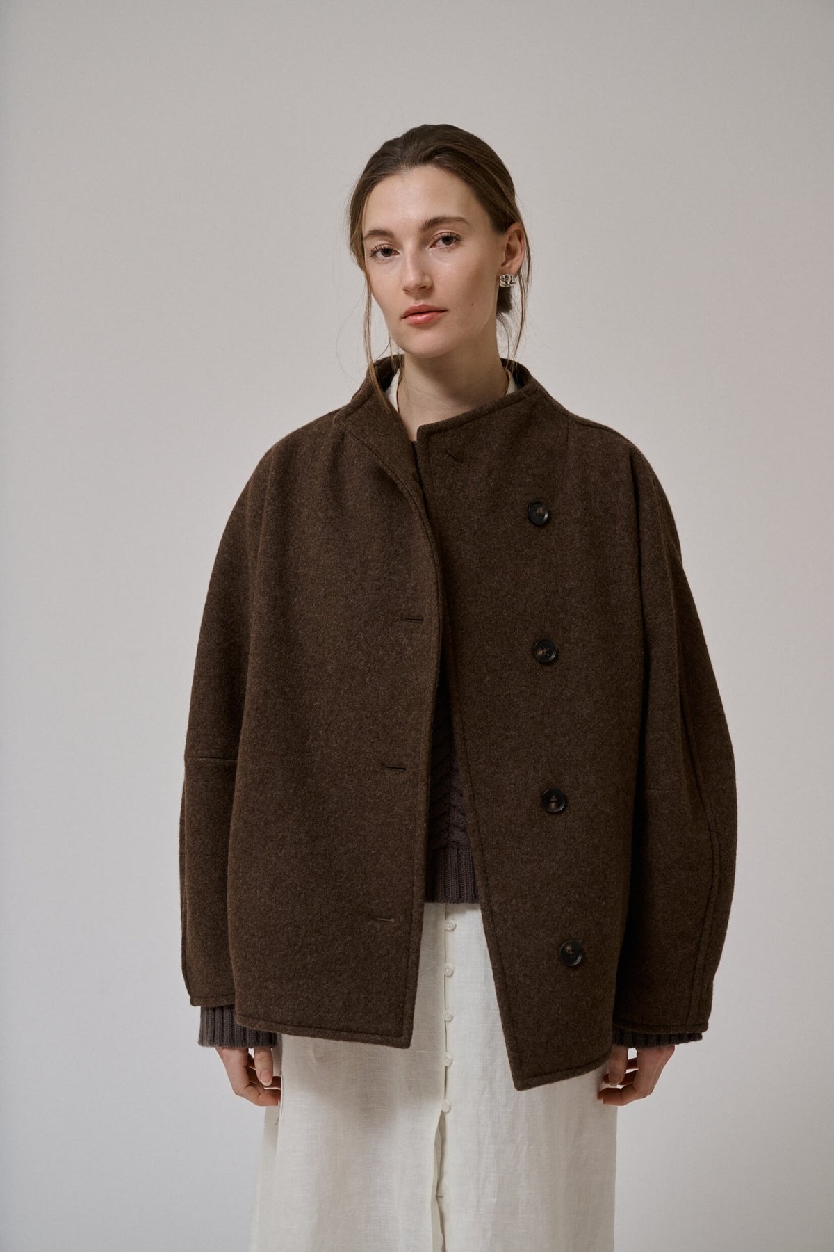 Thyme short wool coat, Brown