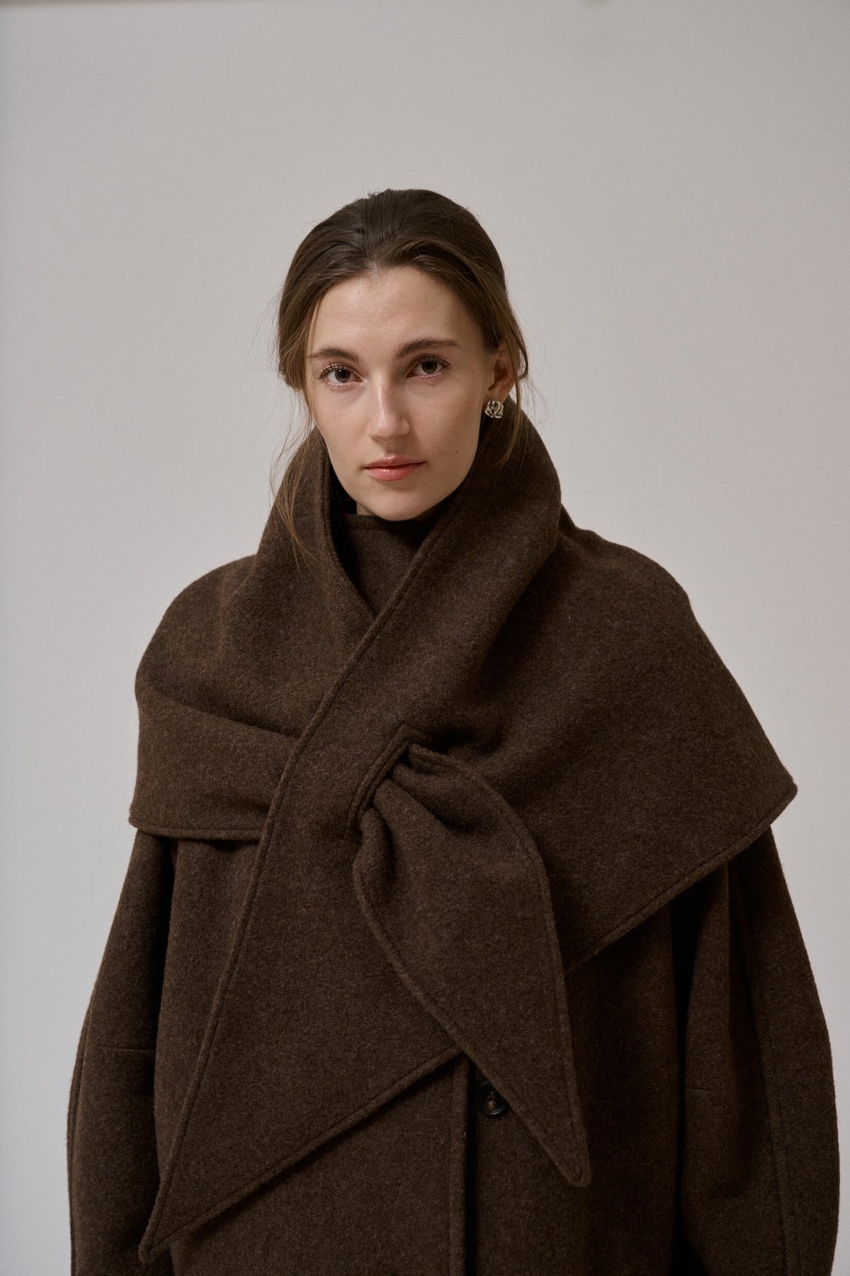 Thyme wool scarf, Brown
