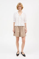 Vetiver shorts, Brown/Ecru stripe