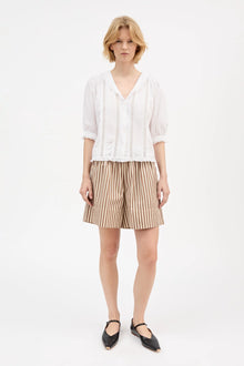 Vetiver shorts, Brown/Ecru stripe