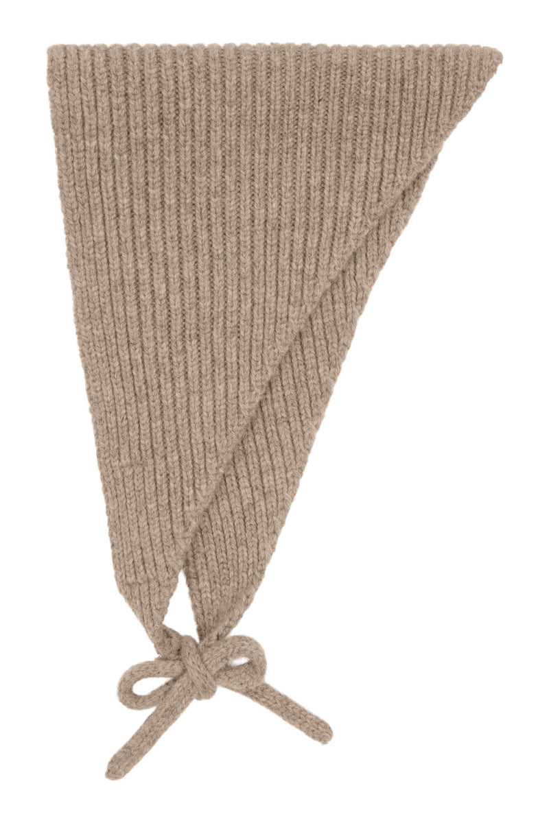 Silje knitted triangle scarf, Light Brown Melange