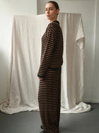 Nuria LS Polo Cardigan, Black / Cognac