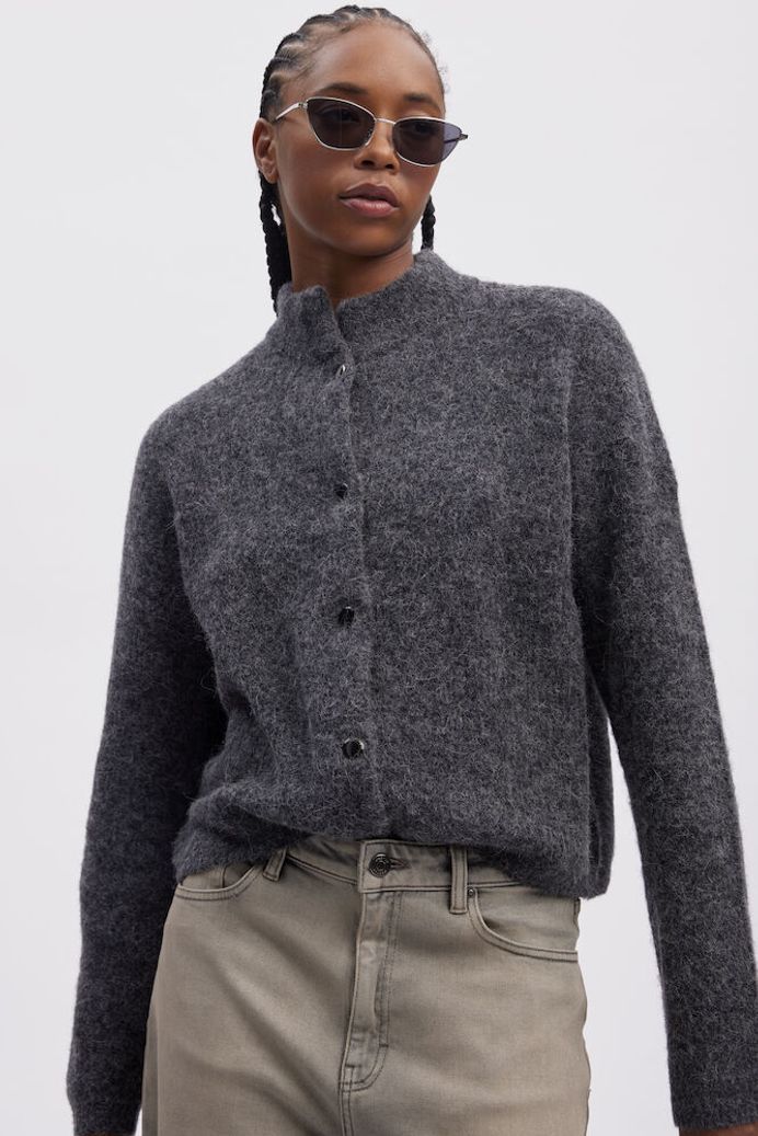 AlphaGZ short cardigan, Charcoal melange