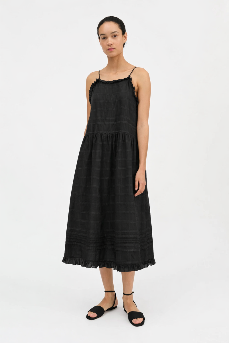 Fiore Strap Dress, Black