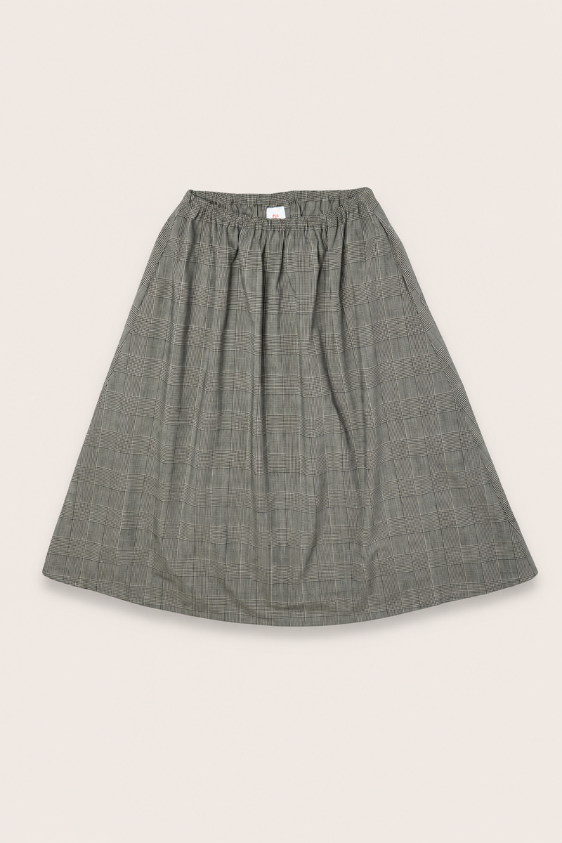 Bianca HW Below Knee Skirt, Grey Check