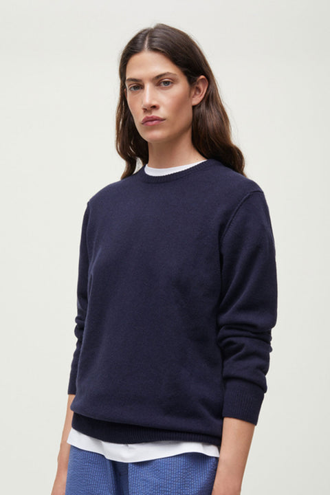 Leonardo Cashmere Sweater, Black Blue