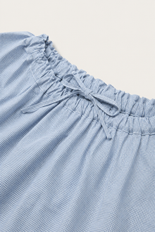 Magrethe LS Tie Top, Mini Blue check