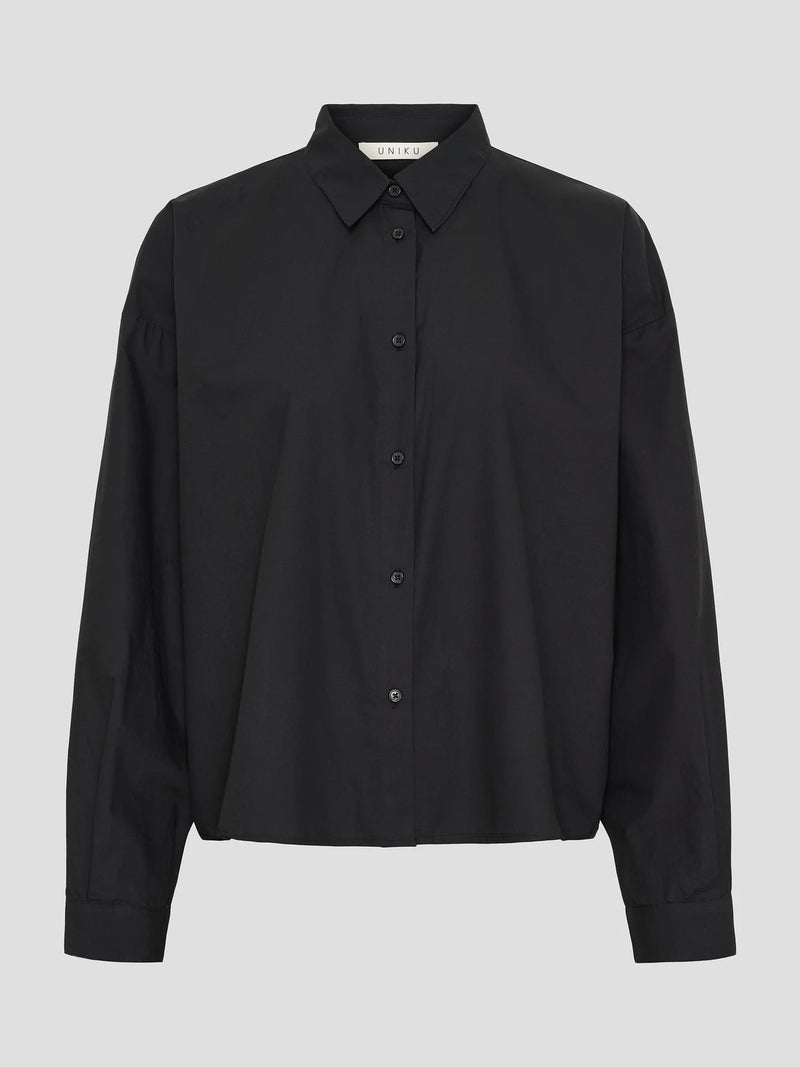 Ocean LS Cropped Shirt, Black