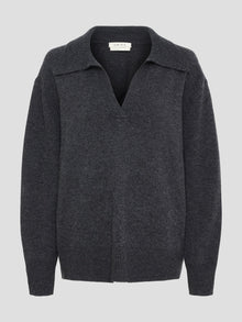 VIGGA POLO KNIT, DARK GREY MELANGE