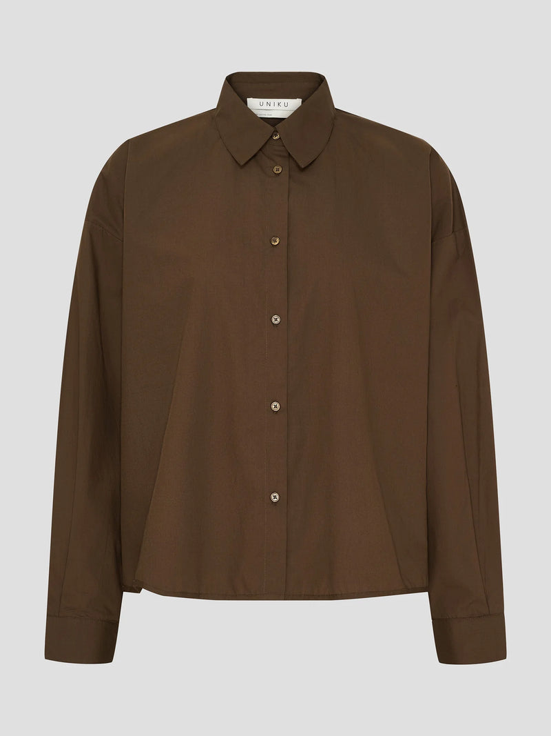 Ocean LS Cropped Shirt, Brown
