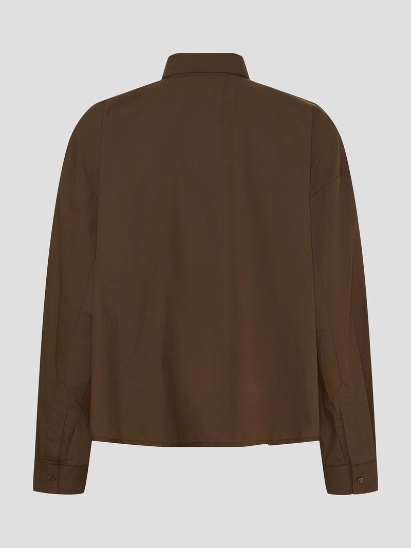 Ocean LS Cropped Shirt, Brown