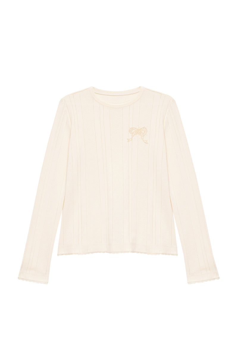 Textured Long Sleeve, Milk