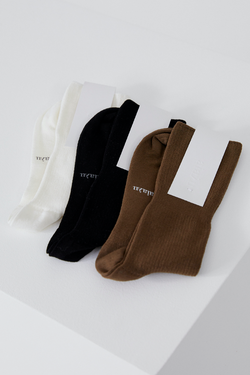 Cashmere Rib Socks, Dark Brown